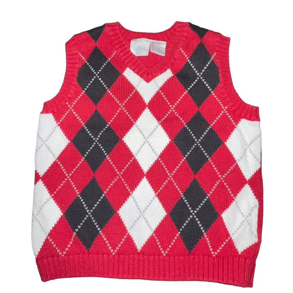 koala kids Toddler Boys Sweater Vest Size 48 Months 100% Cotton Blue Red White